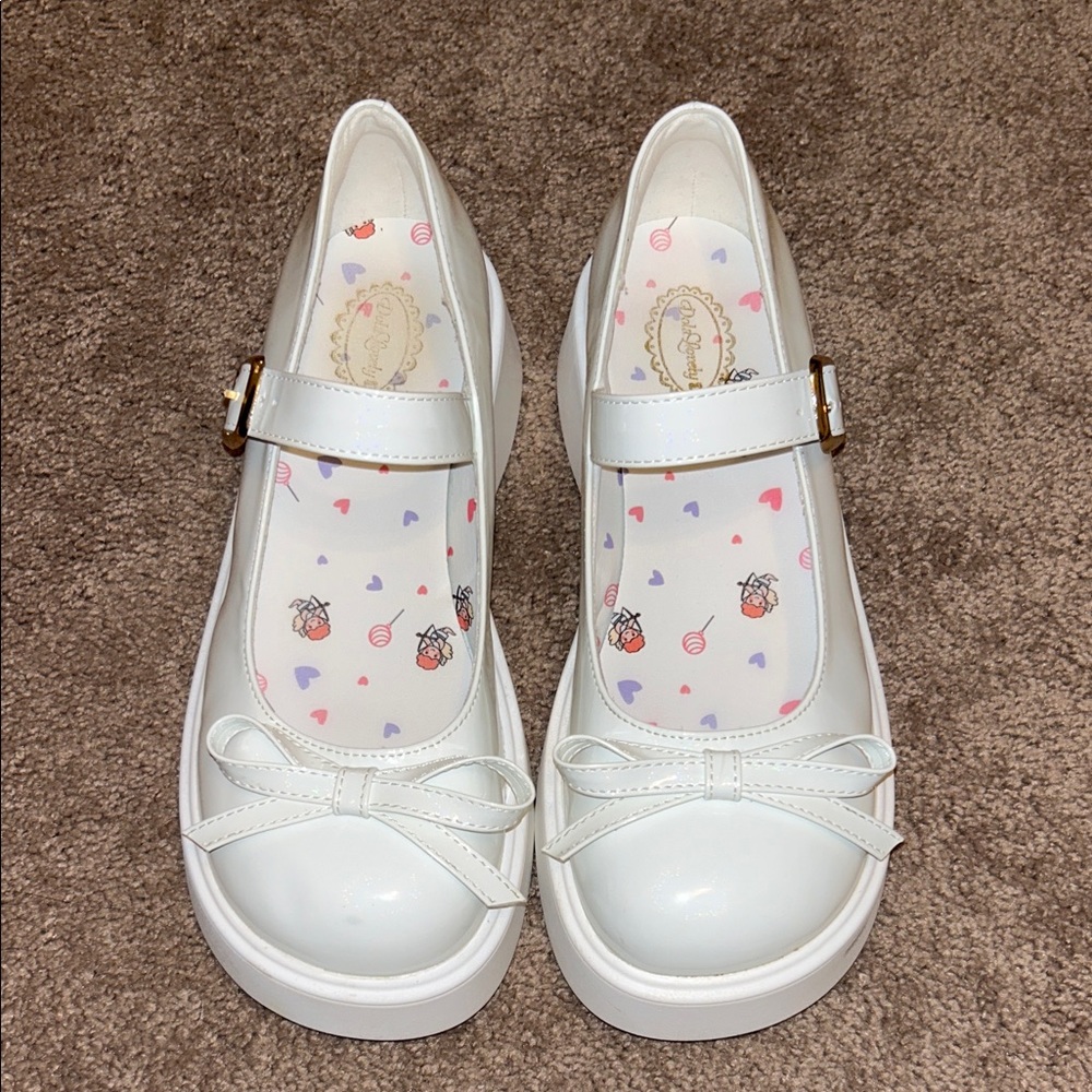 SHEIN White Platform Mary Jane Shoes